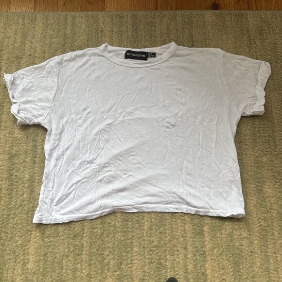 PrettyLittleThing White Crop Tee - Picture 1 of 4